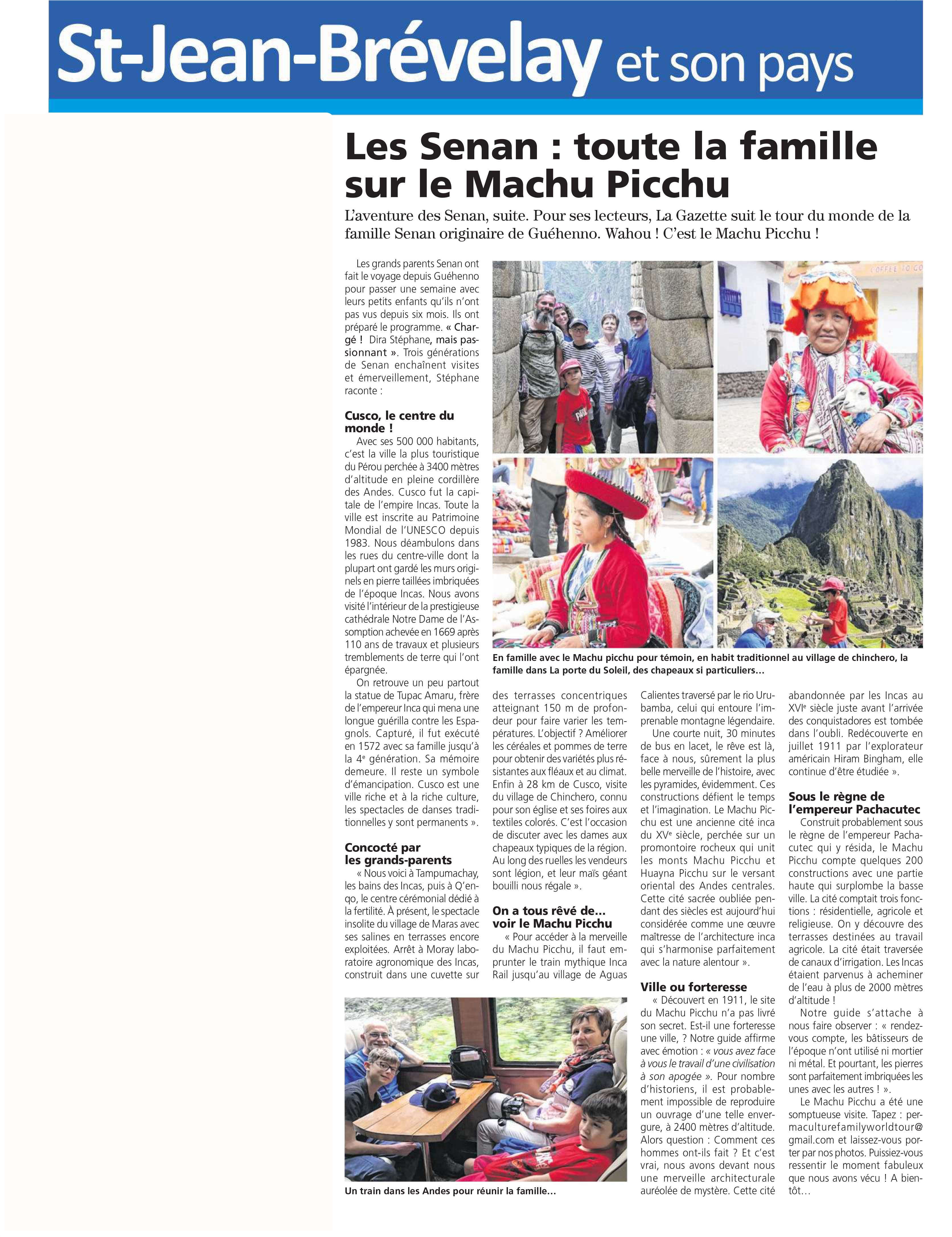 La Gazette Centre Morbihan : le rendez-vous mensuel des aventures de la Permaculture Family – le PEROU