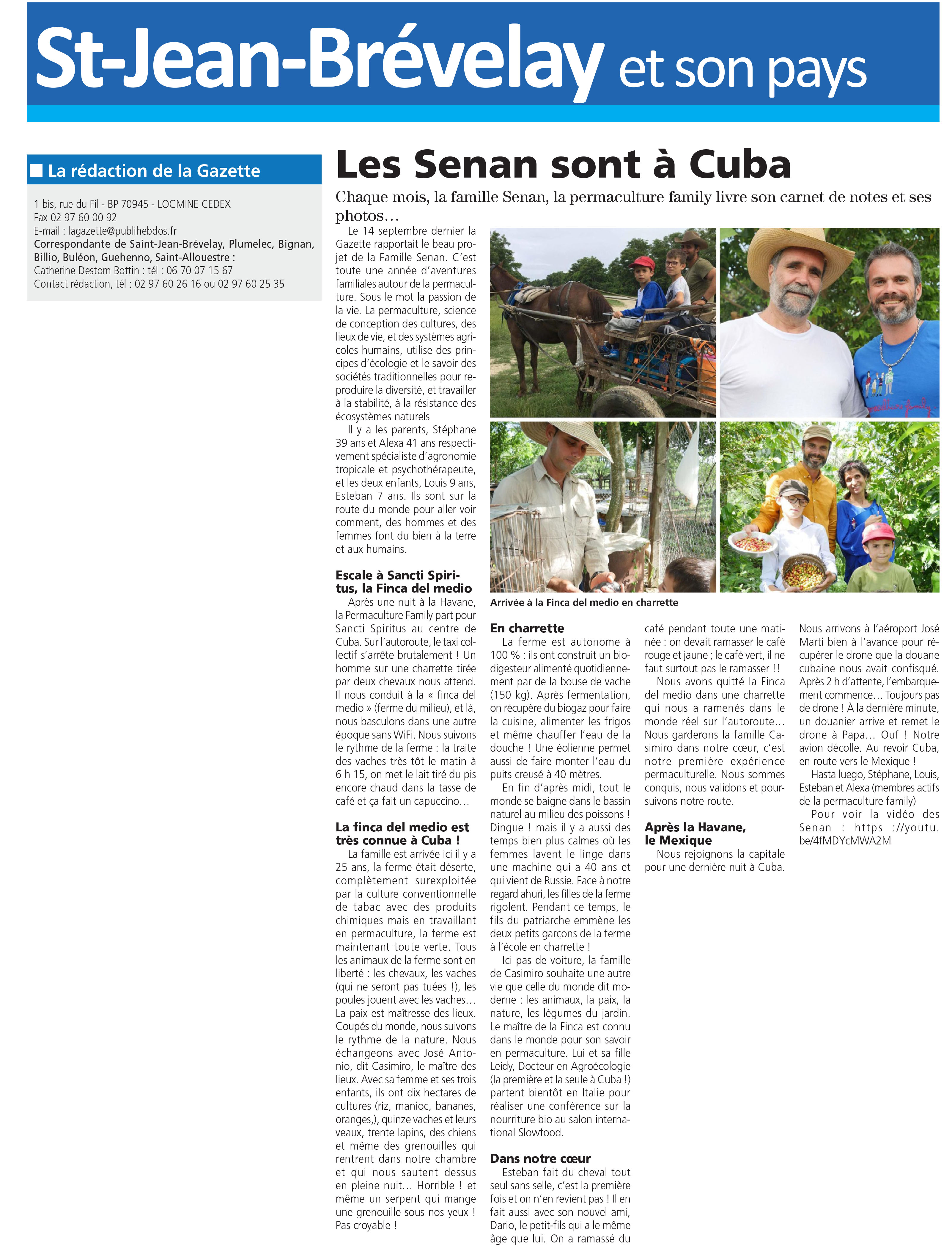 La Gazette Centre Morbihan : le rendez-vous mensuel des aventures de la Permaculture Family – Cuba